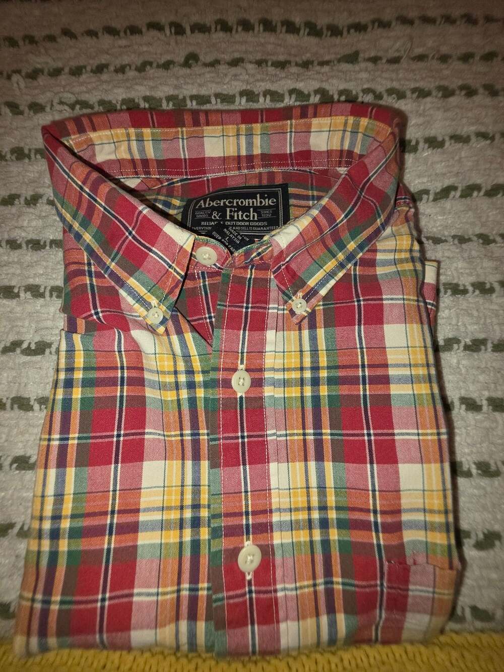 Abercrombie & Fitch Men's Long Sleeve Plaid Button Down L